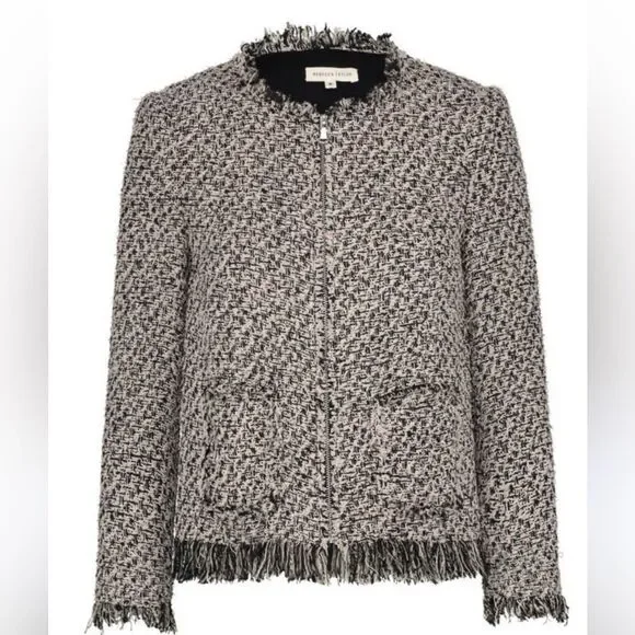 Rebecca Taylor Fringe Tweed Classic Blazer Jacket - Picture 1 of 2
